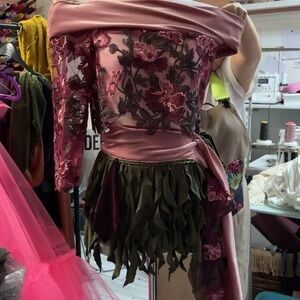 Custom Handmade Fairy Festival Set Lace Top + Leaf Skirt Coachella Rave Festival